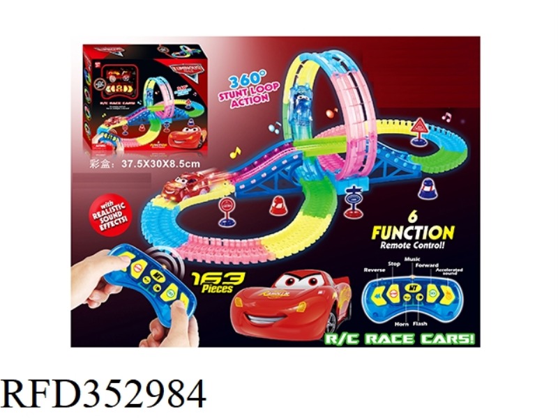 CAR GENERAL MOBILIZATION REMOTE CONTROL LIGHTS LUMINOUS ROTATING ROLLER COASTER RAIL CAR 163PCS (NOT