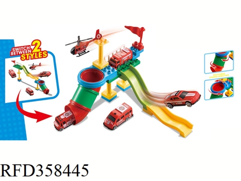 BUILDING BLOCK TRACK RACING FIRE TEAM