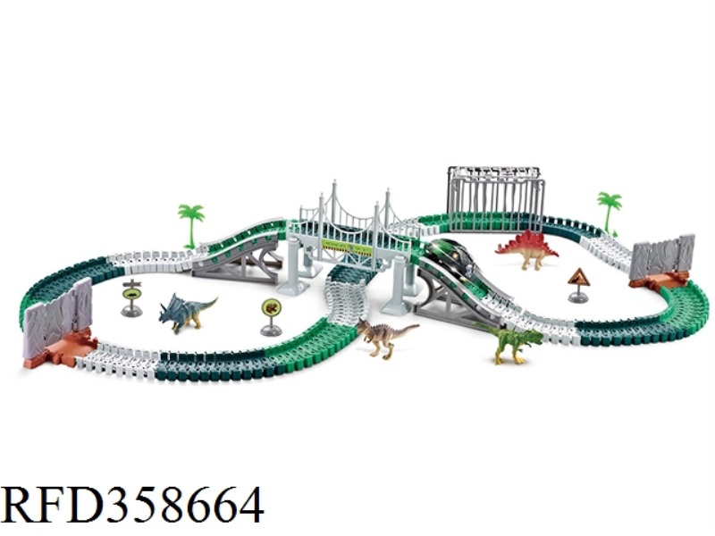 DINOSAUR RAIL CAR257pcs (WITH 1PCS  DINOSAUR CARS)