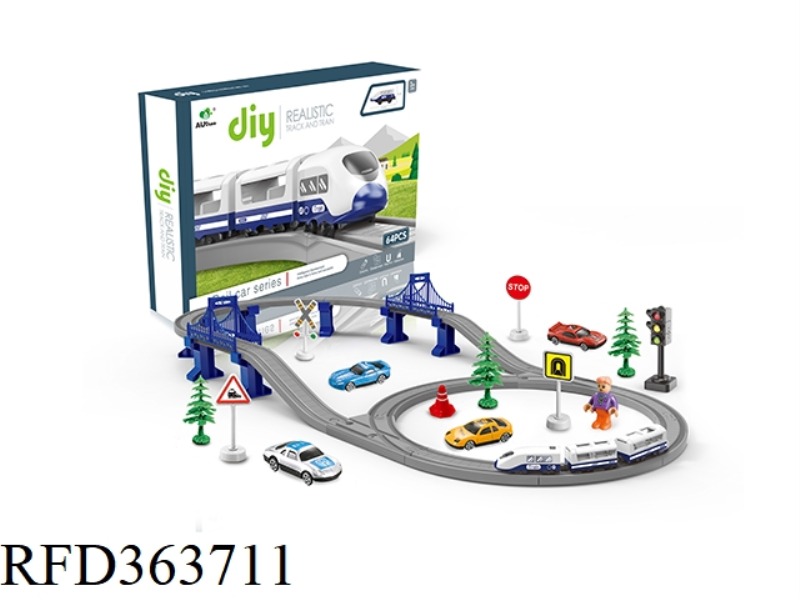 DIY ELECTRIC CITY RAIL TRAIN WITH LIGHT + IC TRAFFIC LIGHT (64PCS)