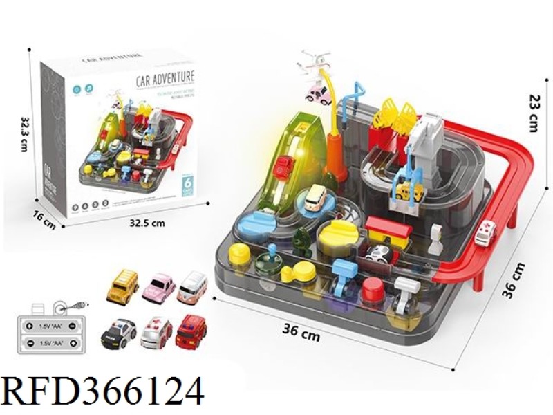 6-BUTTON BREAKTHROUGH ADVENTURE TRANSPARENT MODEL WITH 3 CARS (SOUND AND LIGHT VERSION)