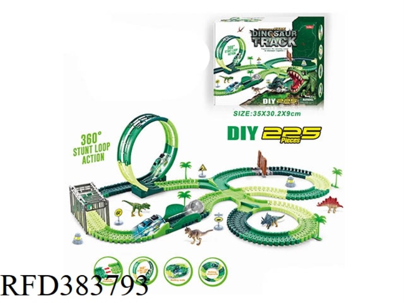 ELECTRIC LIGHT DINOSAUR REVOLVING ROLLER COASTER TRACK SET 225PCS (NOT INCLUDE)