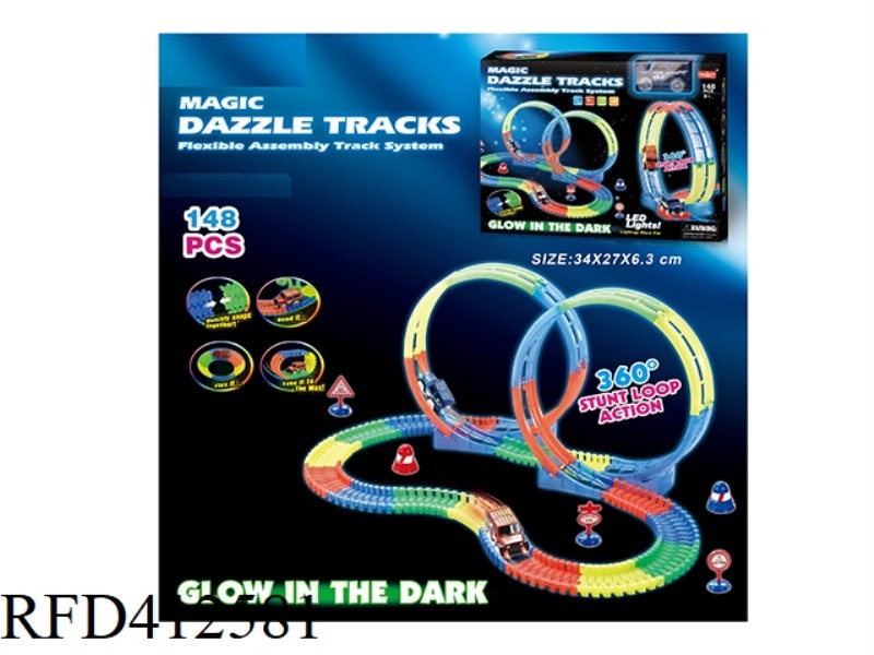 ELECTRIC LIGHT LUMINOUS ROTATING ROLLER COASTER TRACK SET 148PCS (NOT INCLUDE)