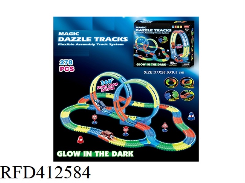 ELECTRIC LIGHT LUMINOUS ROTATING ROLLER COASTER TRACK SET 278PCS (NOT INCLUDE)