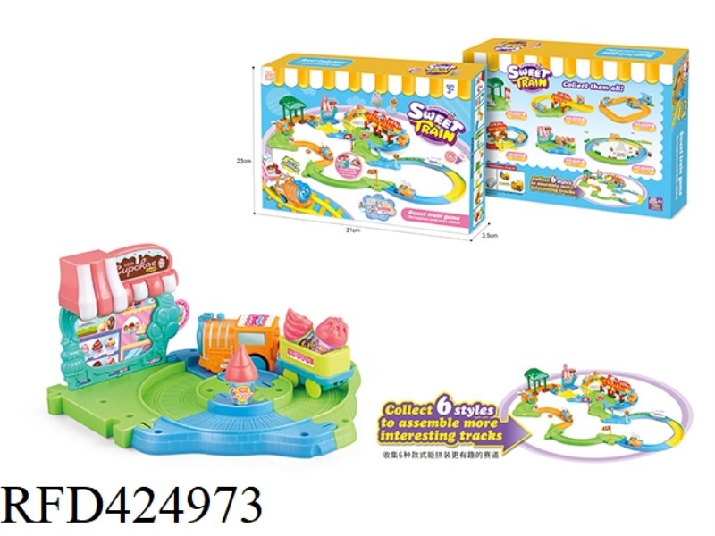 ELECTRIC TRAIN DESSERT HOUSE SHOPPING TRACK BUILDING BLOCKS16PCS