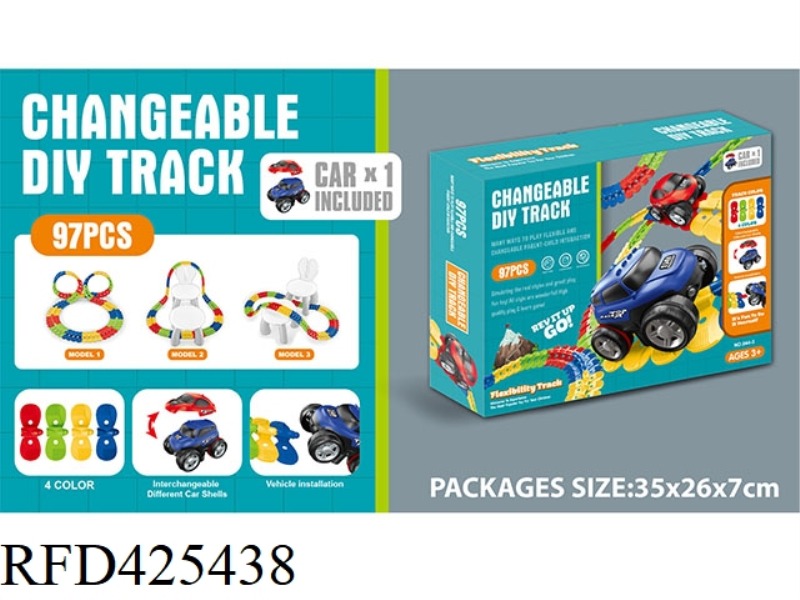 VARIETY TRACK ELECTRIC BUILDING BLOCK TYPE ASSEMBLY TRACK 97PCS (ELECTRIC CAR * 1 + 1 REPLACEMENT CA
