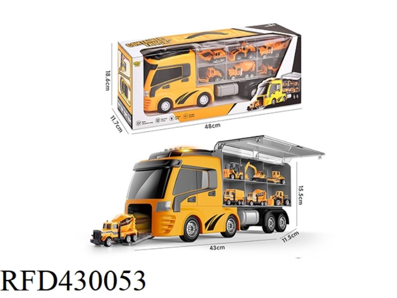 LIGHTING AND MUSIC EJECTION ALLOY STORAGE ENGINEERING CONTAINER TRUCK (WITH 6 ALLOY CARS AA*2 WITHOU