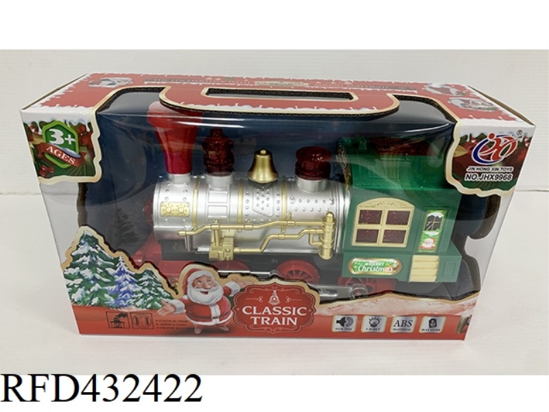 ELECTRIC UNIVERSAL LIGHT MUSIC SMOKE CHRISTMAS LOCOMOTIVE (GREEN)