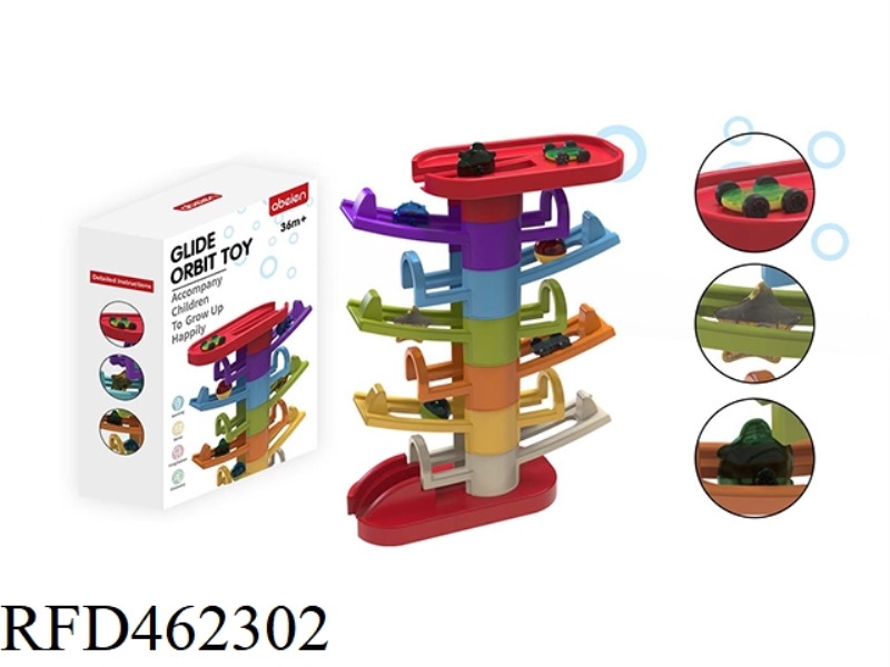 7-LAYER TRACK SLIDE WITH 2 BALLS, 2 CARS AND 3 SEABED