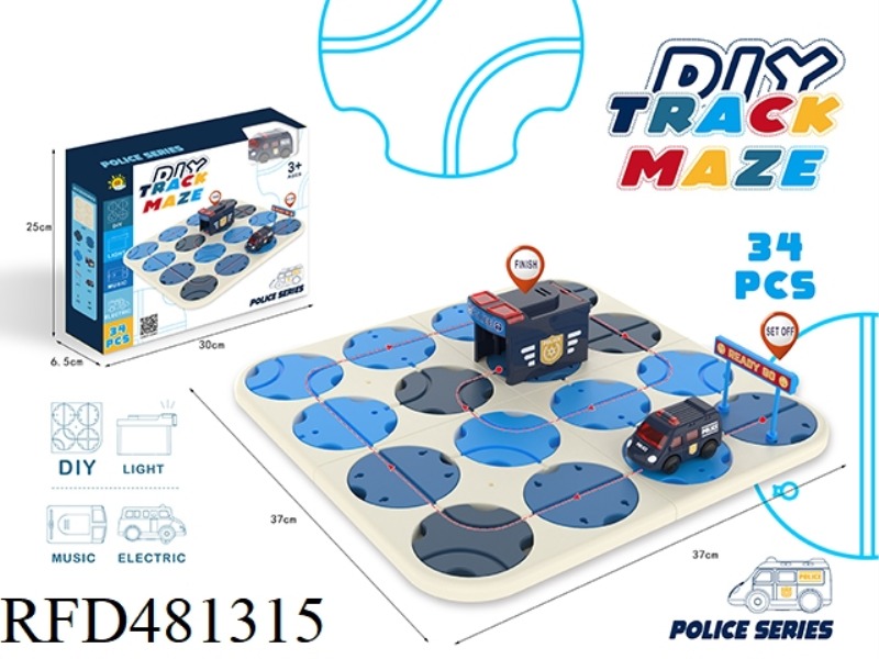 SOUND AND LIGHT LABYRINTH TRACK (POLICE CAR, 34PCS)