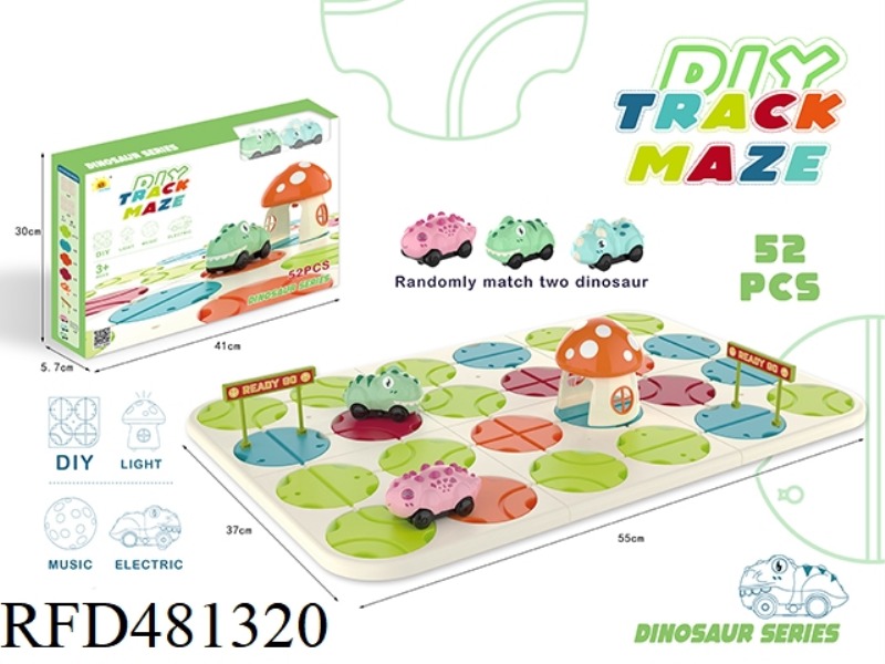 SOUND AND LIGHT LABYRINTH TRACK (DINOSAUR CAR, 52PCS)