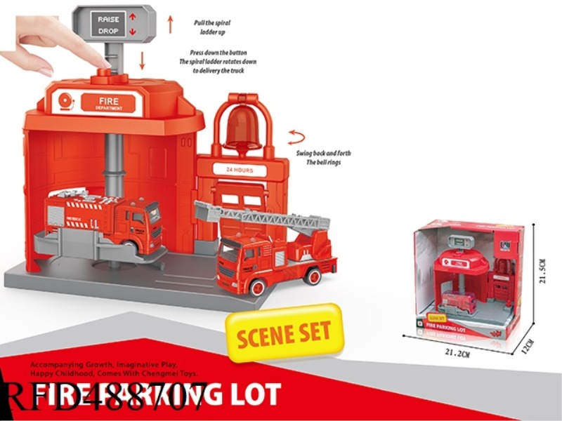 ROTATING PARKING LOT SCENE SET - FIRE SERIES