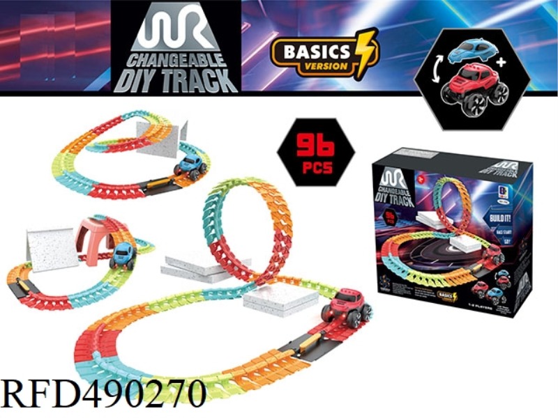 ELECTRIC ANTI-GRAVITY DIY TRACK WITH HEADLIGHTS (96PCS)