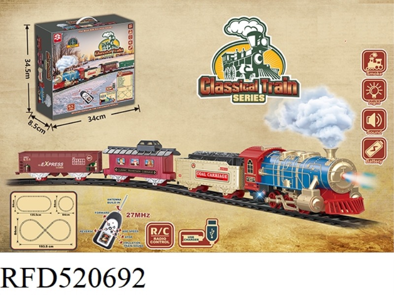 CLASSICAL STEAM REMOTE CONTROL TRACK TRAIN LITHIUM ELECTRICITY (E-COMMERCE BOX)