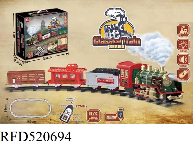 CLASSICAL STEAM REMOTE CONTROL TRACK TRAIN LITHIUM ELECTRIC MODEL
