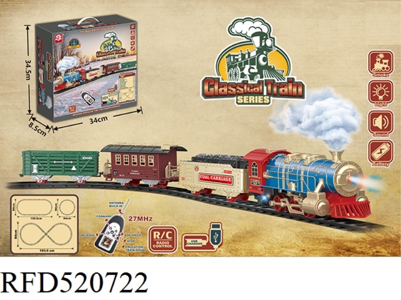 CLASSICAL STEAM REMOTE CONTROL TRACK TRAIN LITHIUM ELECTRICITY (E-COMMERCE BOX)