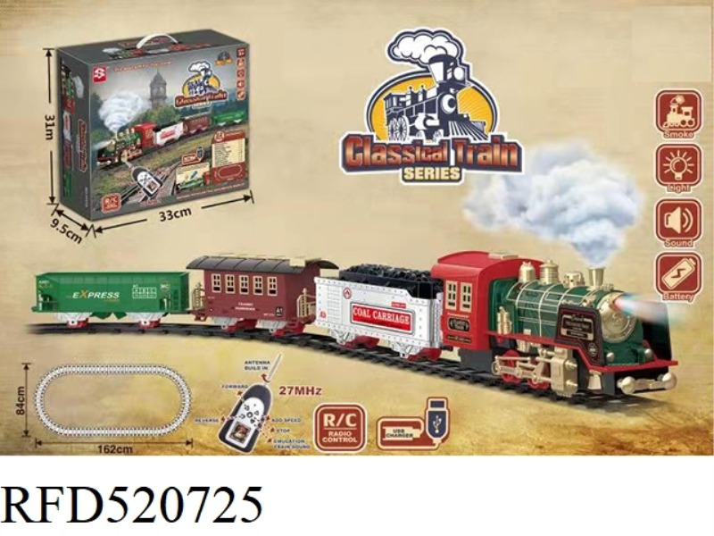 CLASSICAL STEAM REMOTE CONTROL TRACK TRAIN LITHIUM ELECTRIC MODEL