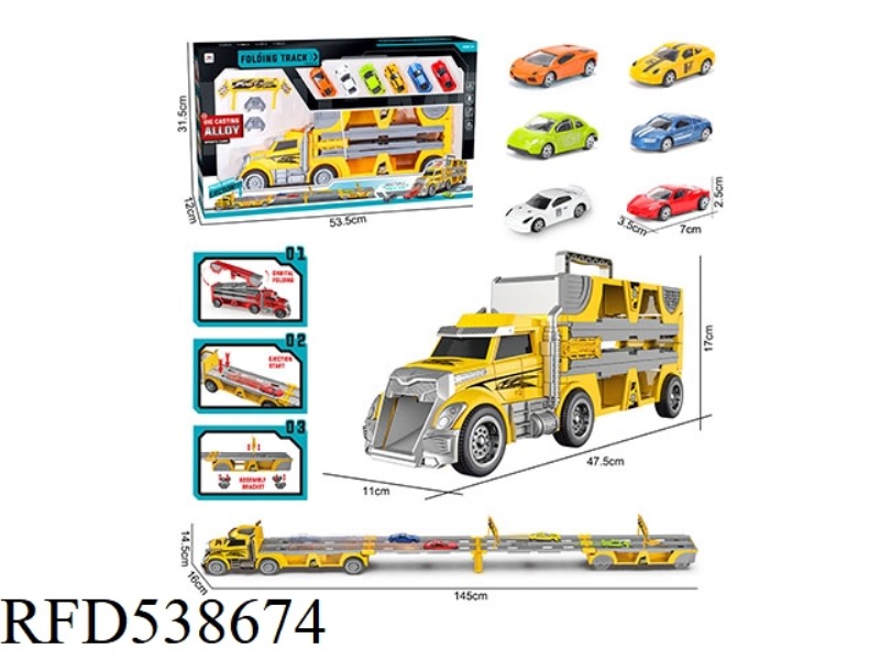 FOLDING TRACK EJECTION CONTAINER 6 ALLOY SIMULATION CAR +2 SIGNPOST