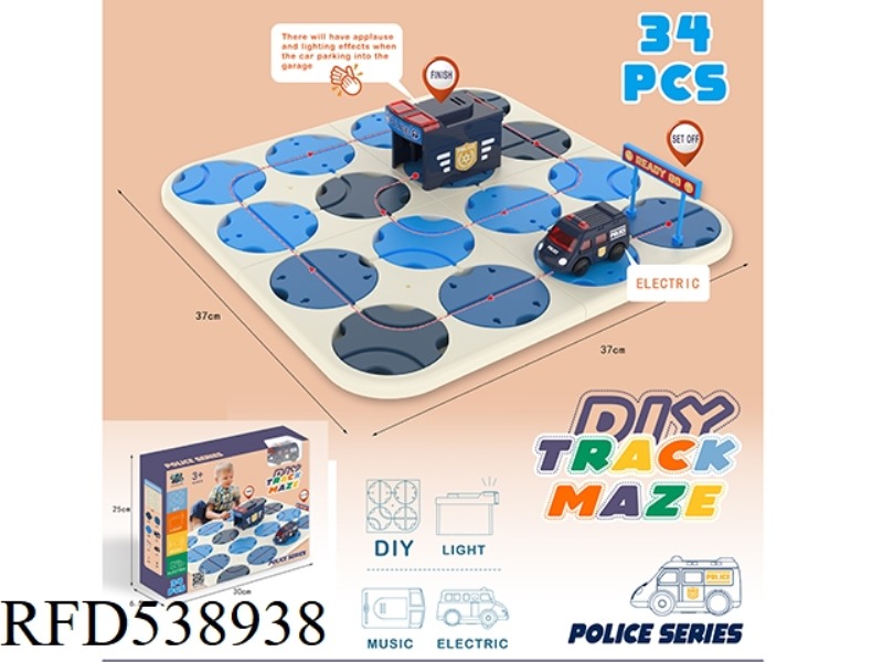 DIY SOUND-LIGHT EVER-CHANGING MAZE TRACK (POLICE CAR, 34PCS)