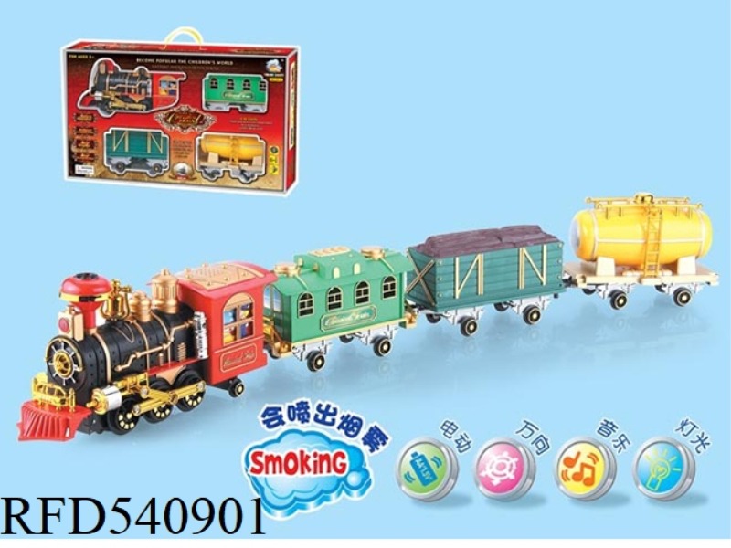 (ELECTRIC UNIVERSAL) CLASSICAL SMOKING LIGHT MUSIC TRAIN [WITH THREE CARS]