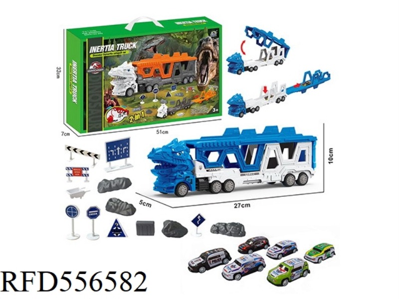 DRAGHEAD SHAPE-SHIFTING T. REX POLICE CAR EJECTION TRACK SET