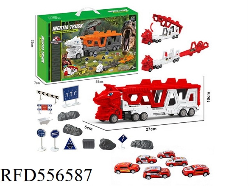 TRICERATOPS DRAGHEAD FIRE TRUCK EJECTION TRACK SET