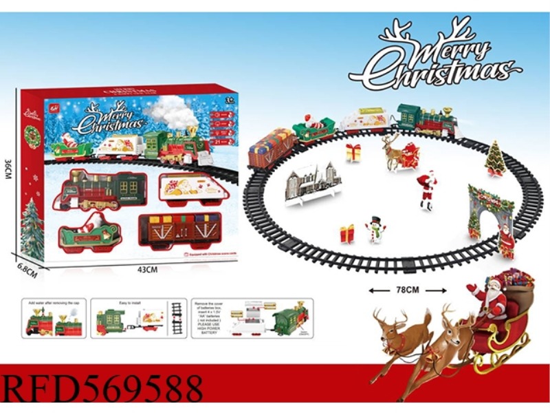 CHRISTMAS TRAIN WITH WATER SMOKE LIGHTS SOUND