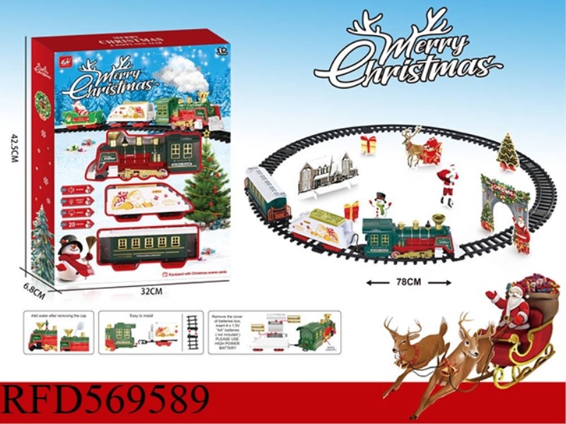 CHRISTMAS TRAIN WITH WATER SMOKE LIGHTS SOUND