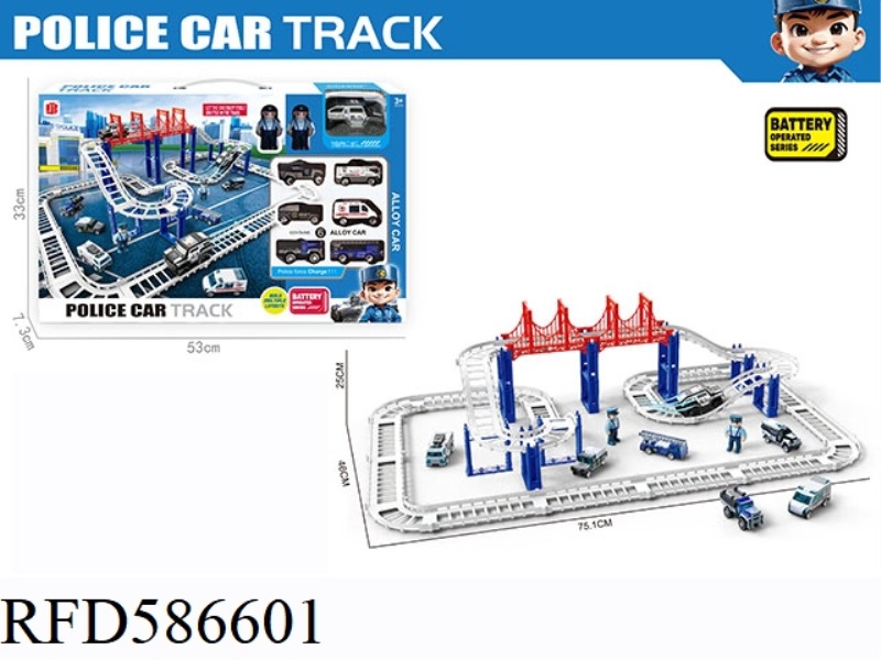 ALLOY POLICE SET ELECTRIC RAIL CAR 66PCS