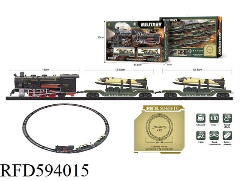 MILITARY TRACK SIMULATION CLASSICAL TRAIN ELECTRIC LIGHTING MUSIC RETRO 1:87 MODEL SCENE 17PCS