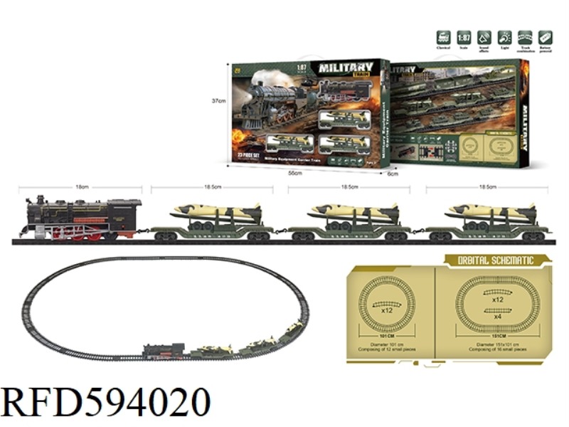 MILITARY TRACK SIMULATION CLASSICAL TRAIN ELECTRIC LIGHTING MUSIC RETRO 1:87 MODEL SCENE 23PCS