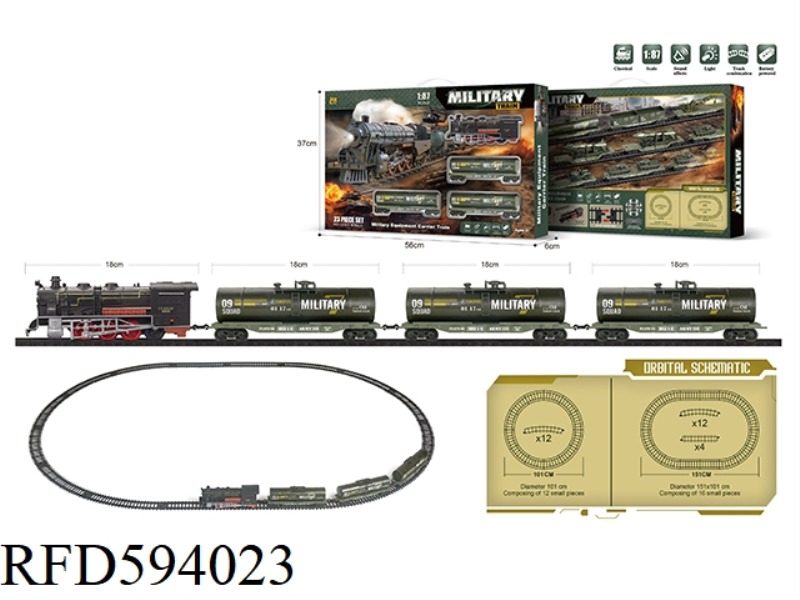 MILITARY TRACK SIMULATION CLASSICAL TRAIN ELECTRIC LIGHTING MUSIC RETRO 1:87 MODEL SCENE 23PCS