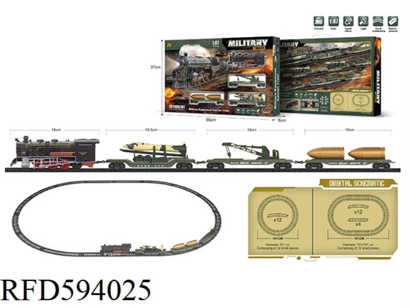 MILITARY TRACK SIMULATION CLASSICAL TRAIN ELECTRIC LIGHTING MUSIC RETRO 1:87 MODEL SCENE 23PCS