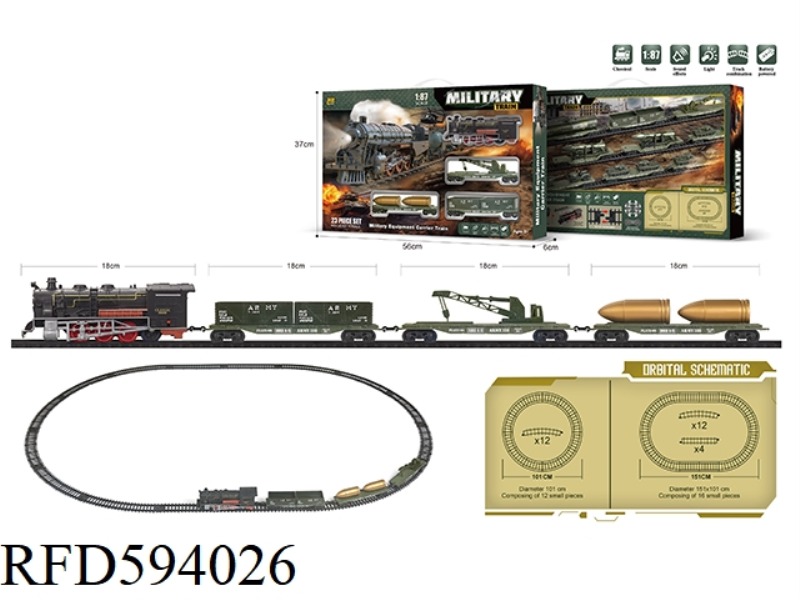 MILITARY TRACK SIMULATION CLASSICAL TRAIN ELECTRIC LIGHTING MUSIC RETRO 1:87 MODEL SCENE 23PCS