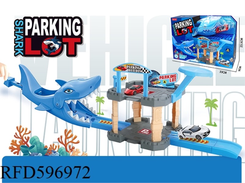 EJECTION SHARK TRACK PARKING LOT WITH AN ALLOY CAR 19PCS