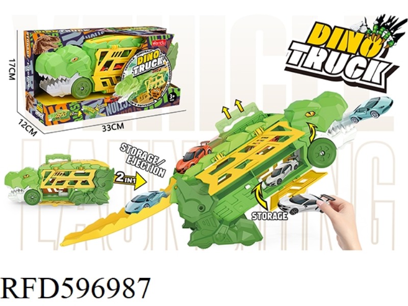 DINOSAUR CONTAINER TRUCK WITH AN ALLOY TRUCK   2PCS