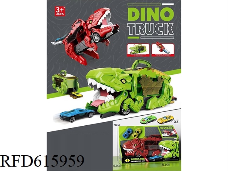 DINOSAUR DEVOURING TRACK STORAGE CAR (WITH 2 SLIDING ALLOY CAR)