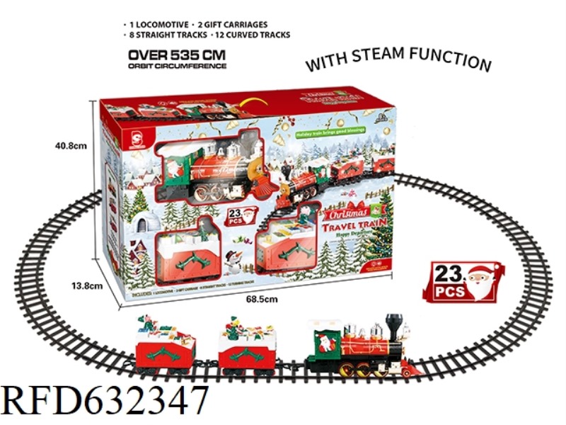 CHRISTMAS RAIL TRAIN WITH MUSIC LIGHTS STEAM