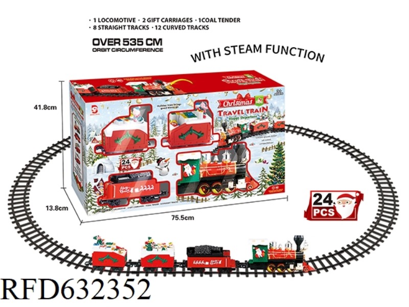 CHRISTMAS RAIL TRAIN WITH MUSIC LIGHTS STEAM