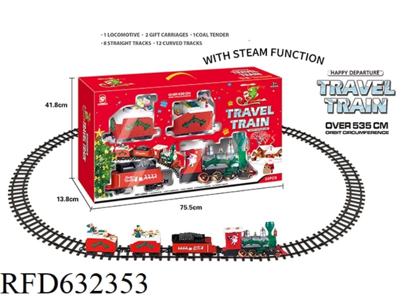 CHRISTMAS RAIL TRAIN WITH MUSIC LIGHTS STEAM