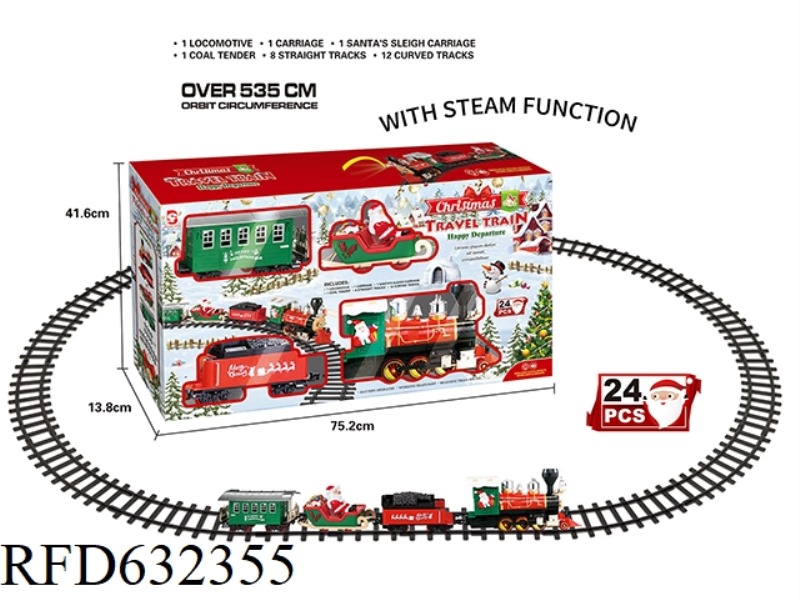 CHRISTMAS RAIL TRAIN WITH MUSIC LIGHTS STEAM