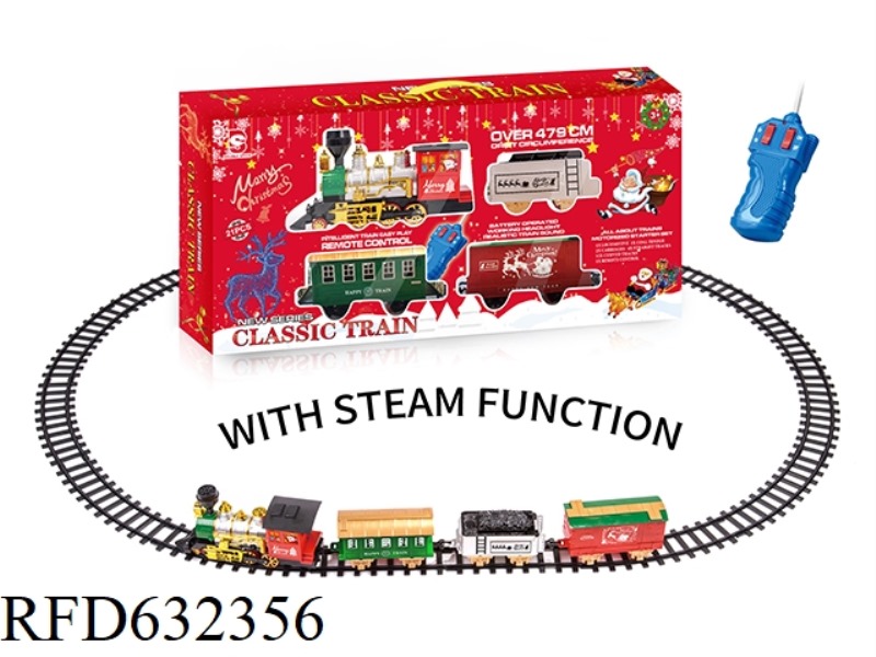 REMOTE CONTROL CHRISTMAS TRACK TRAIN WITH LIGHTS AND MUSIC STEAM