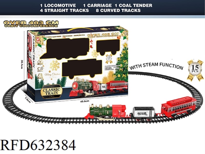 ELECTRIC CHRISTMAS RAIL TRAIN WITH LIGHTS AND MUSIC STEAM