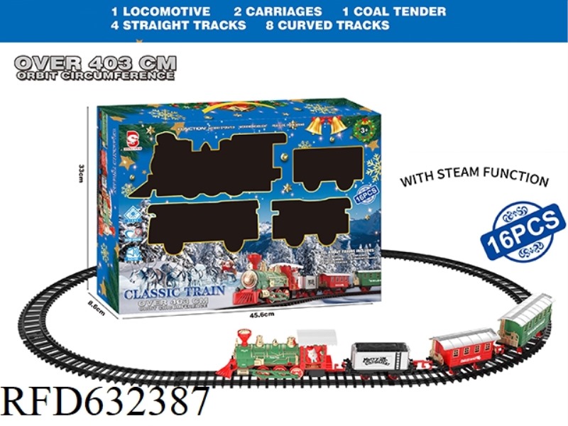 ELECTRIC CHRISTMAS RAIL TRAIN WITH LIGHTS AND MUSIC STEAM