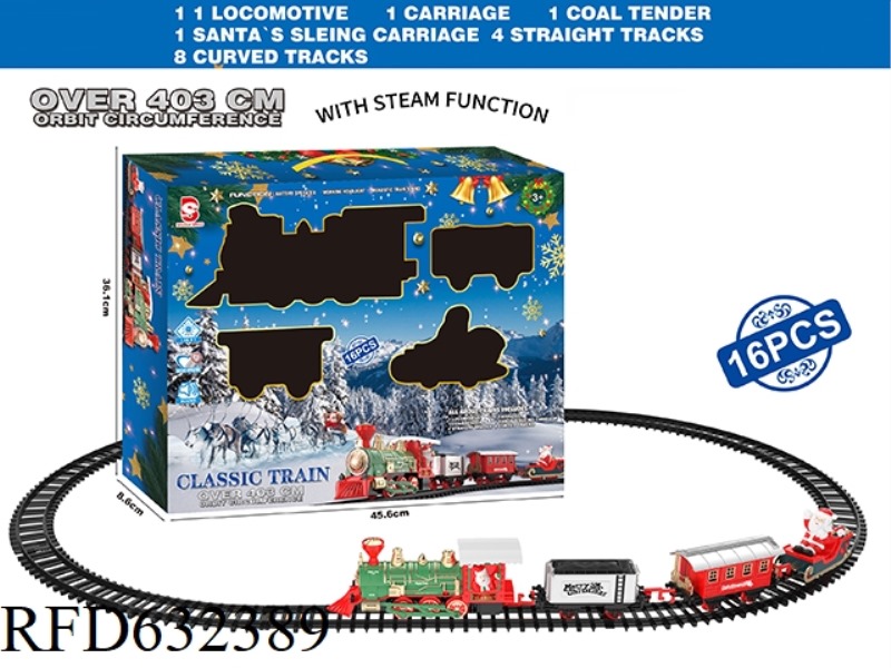 ELECTRIC STEAM CHRISTMAS RAIL TRAIN WITH LIGHTS AND MUSIC