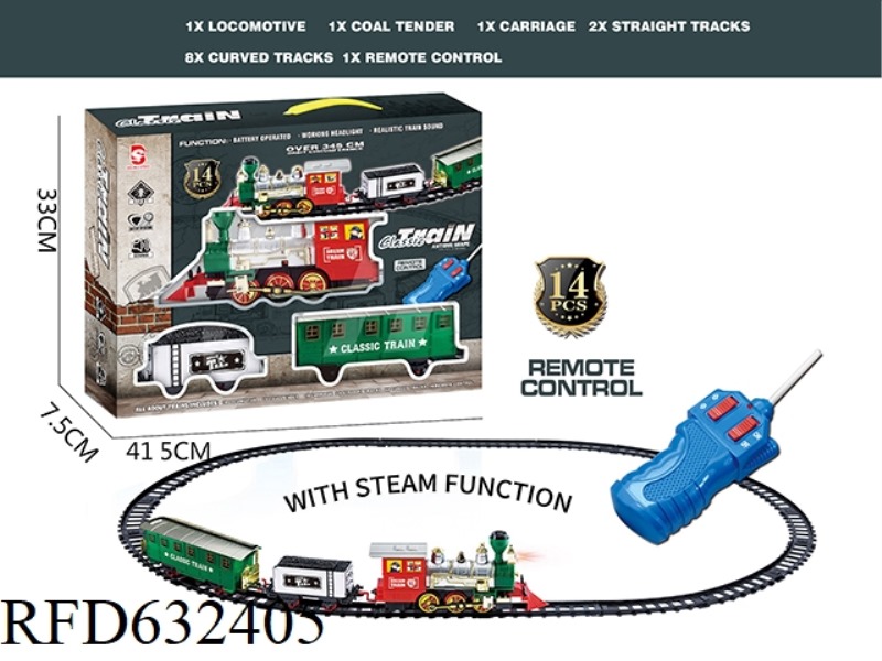 REMOTE CONTROL LIGHTS MUSIC STEAM TRACK TRAIN
