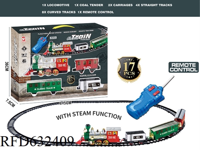 REMOTE CONTROL LIGHTS MUSIC STEAM TRACK TRAIN STEAM