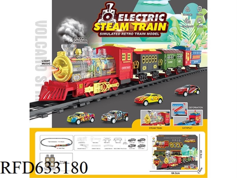 CLASSIC STEAM TRANSPARENT 7 COLOR WHEEL ELECTRIC RAIL TRAIN