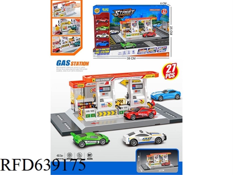 CITY GAS STATION WITH 4 ALLOY CARS (PARKING LOT)