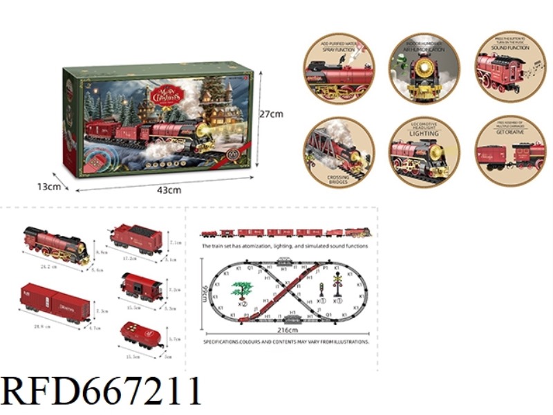 REMOTE-CONTROLLED MODEL CLASSICAL TRAIN (WITH LIGHTS, WATER AND SMOKE) CHRISTMAS SERIES